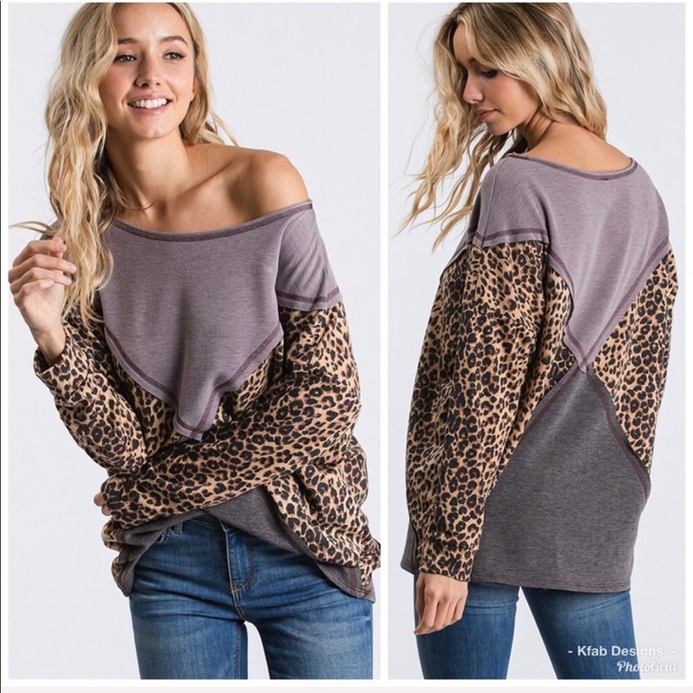 ❤️LAST 2! Animal Print Super Soft Color Block Top! - Picture 2 of 8
